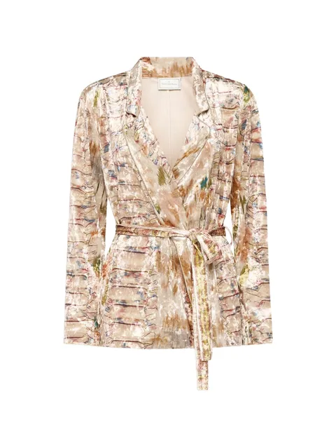 Ranat belted brushstroke-print blazer