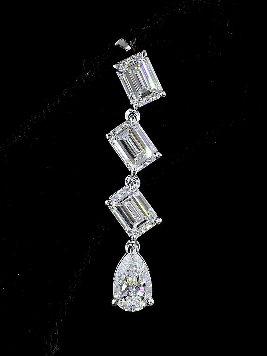 14K white gold drop diamond earrings 3