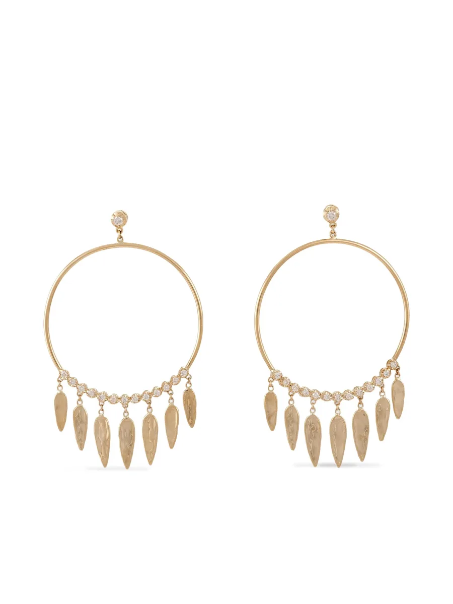 14CT yellow gold hoop diamond earrings 1
