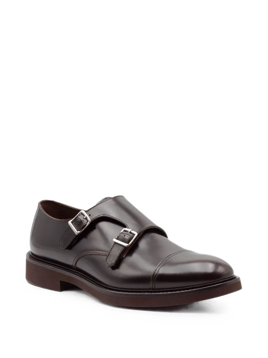 double-buckle leather monk shoes 2