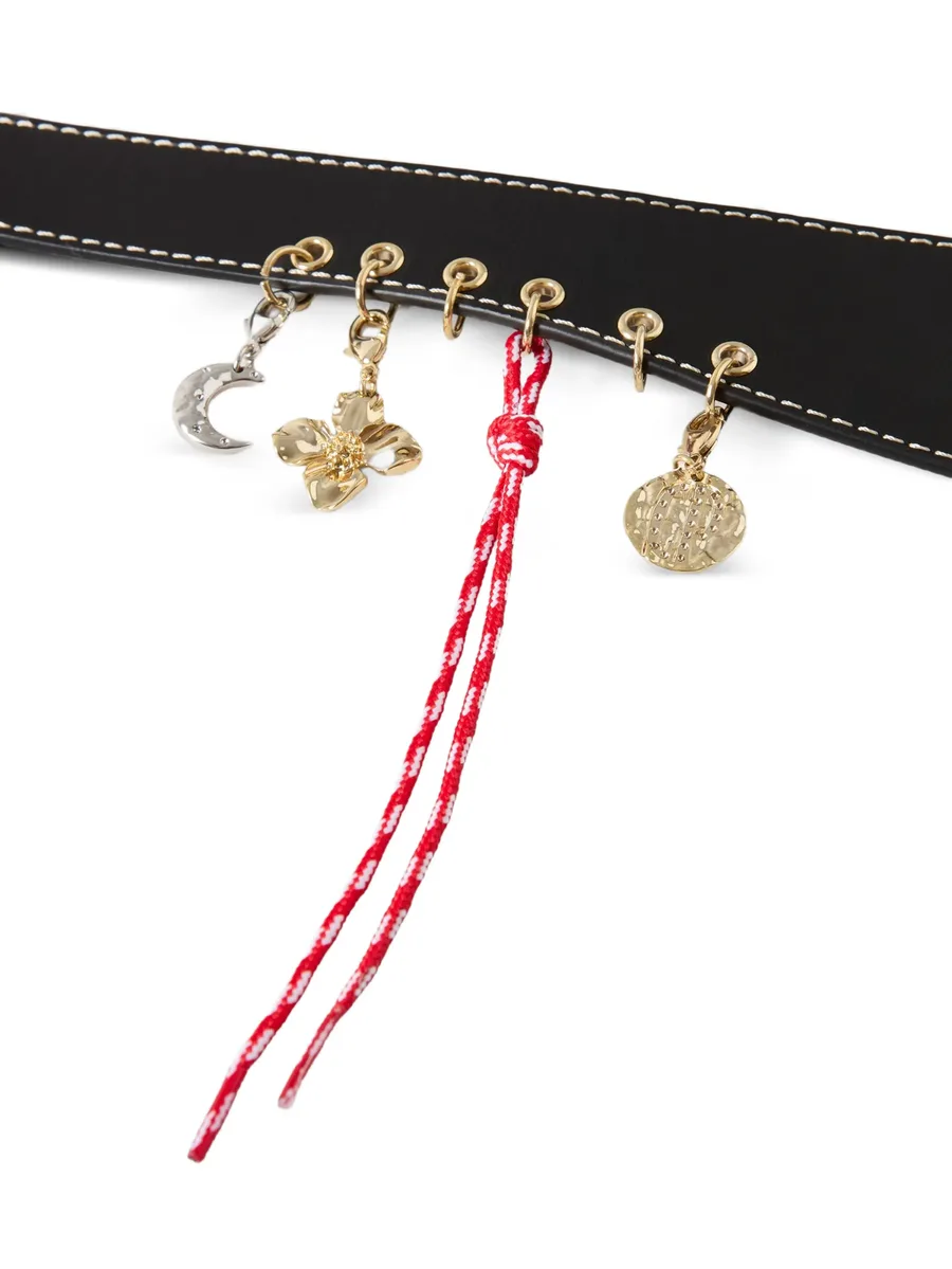 leather eyelet belt with charms 2