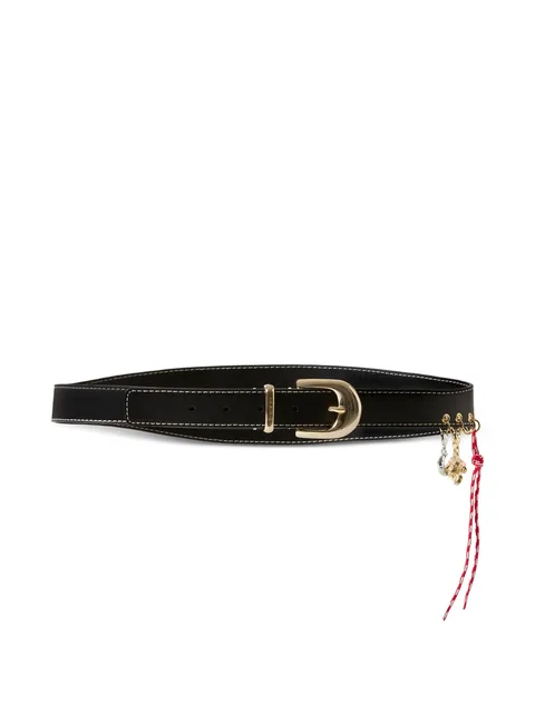 leather eyelet belt with charms