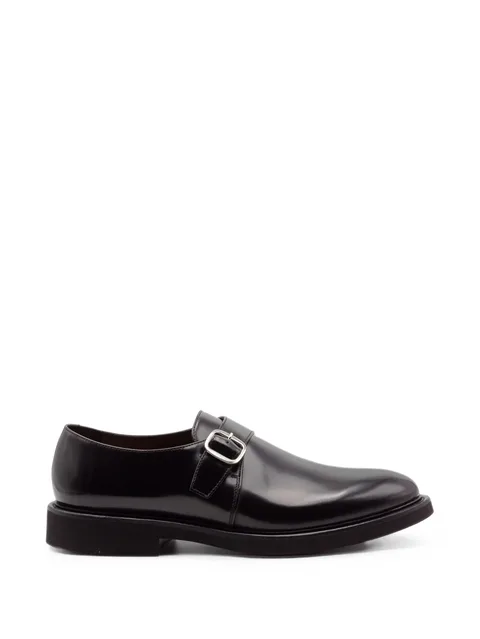 buckle-fastening leather monk shoes