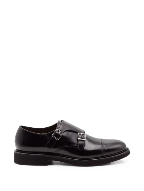 double-buckle leather shoes