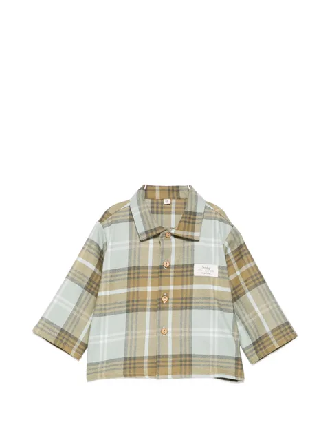 check-pattern logo-patch shirt