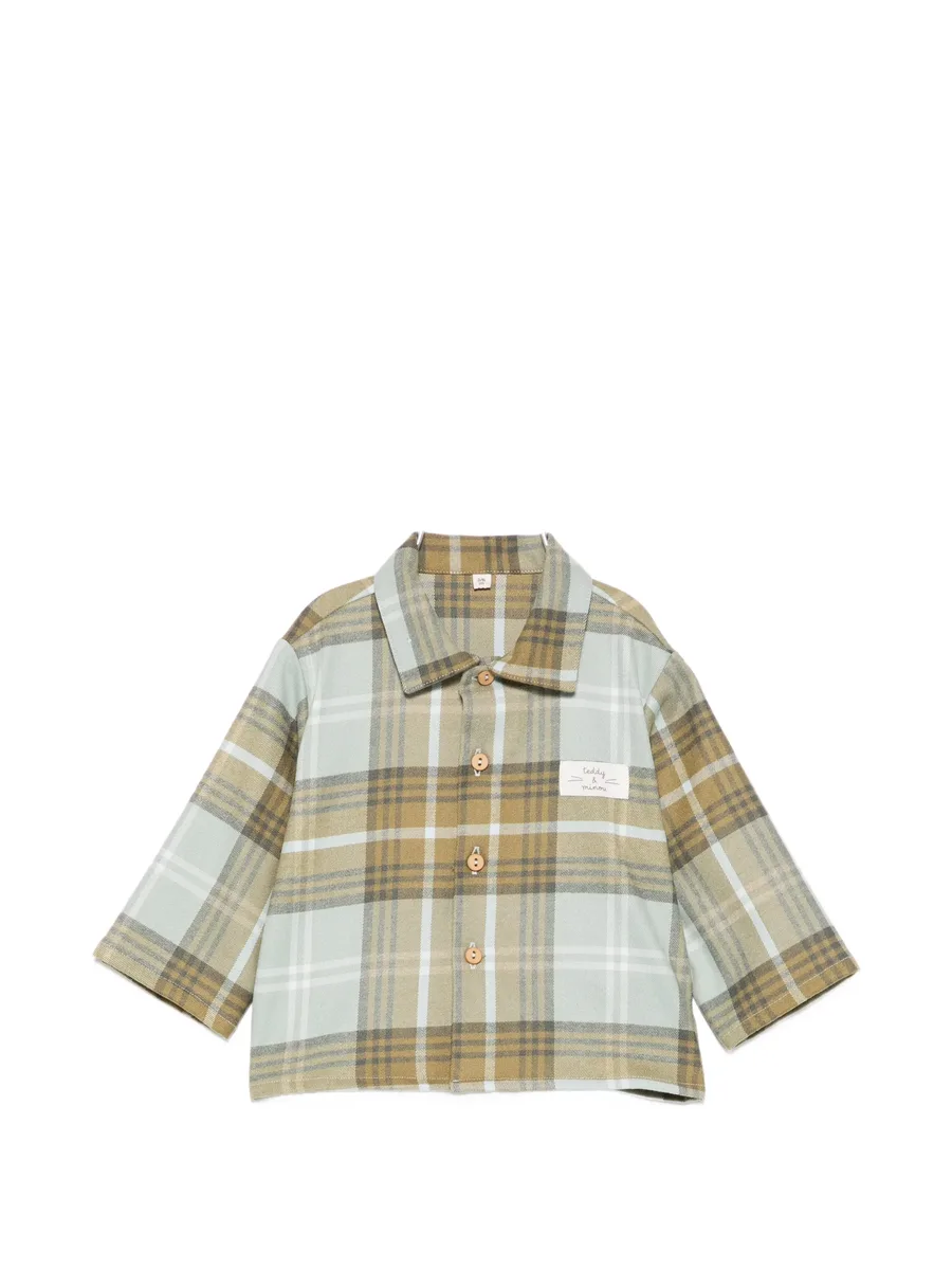 check-pattern logo-patch shirt 1