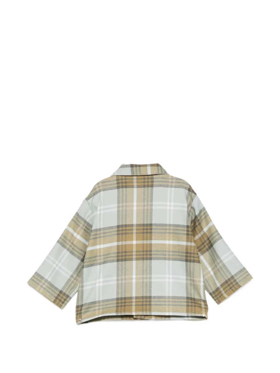 check-pattern logo-patch shirt 2