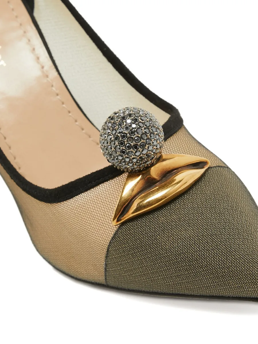 110MM mesh suede pumps 8