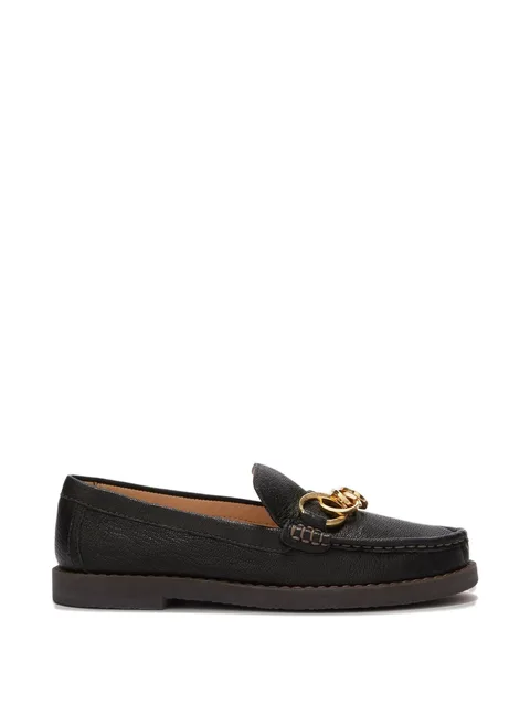 Jane chain grainy leather loafers