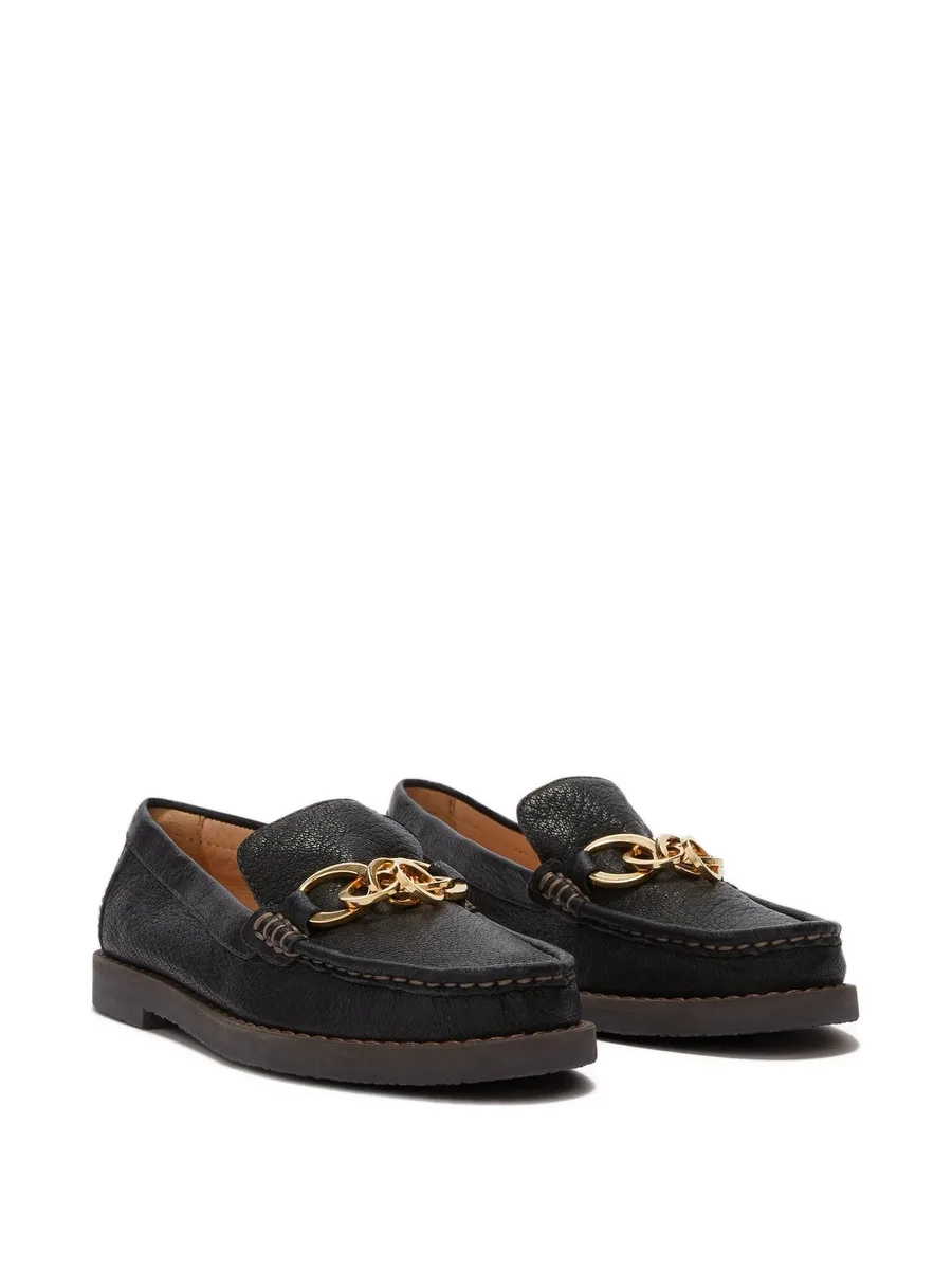 Jane chain grainy leather loafers 4