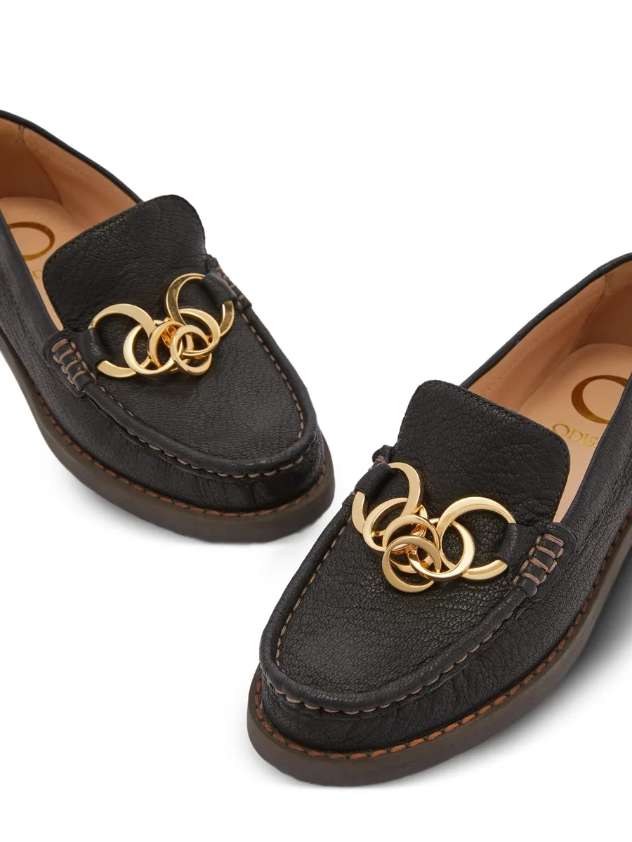 Jane chain grainy leather loafers 8