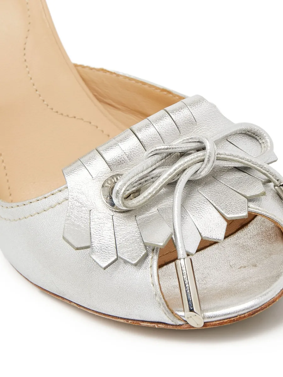 80mm leather fringed pumps 9