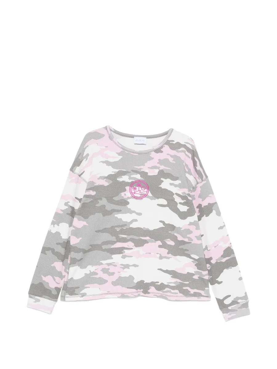 camo-print waffle-knit T-shirt 1