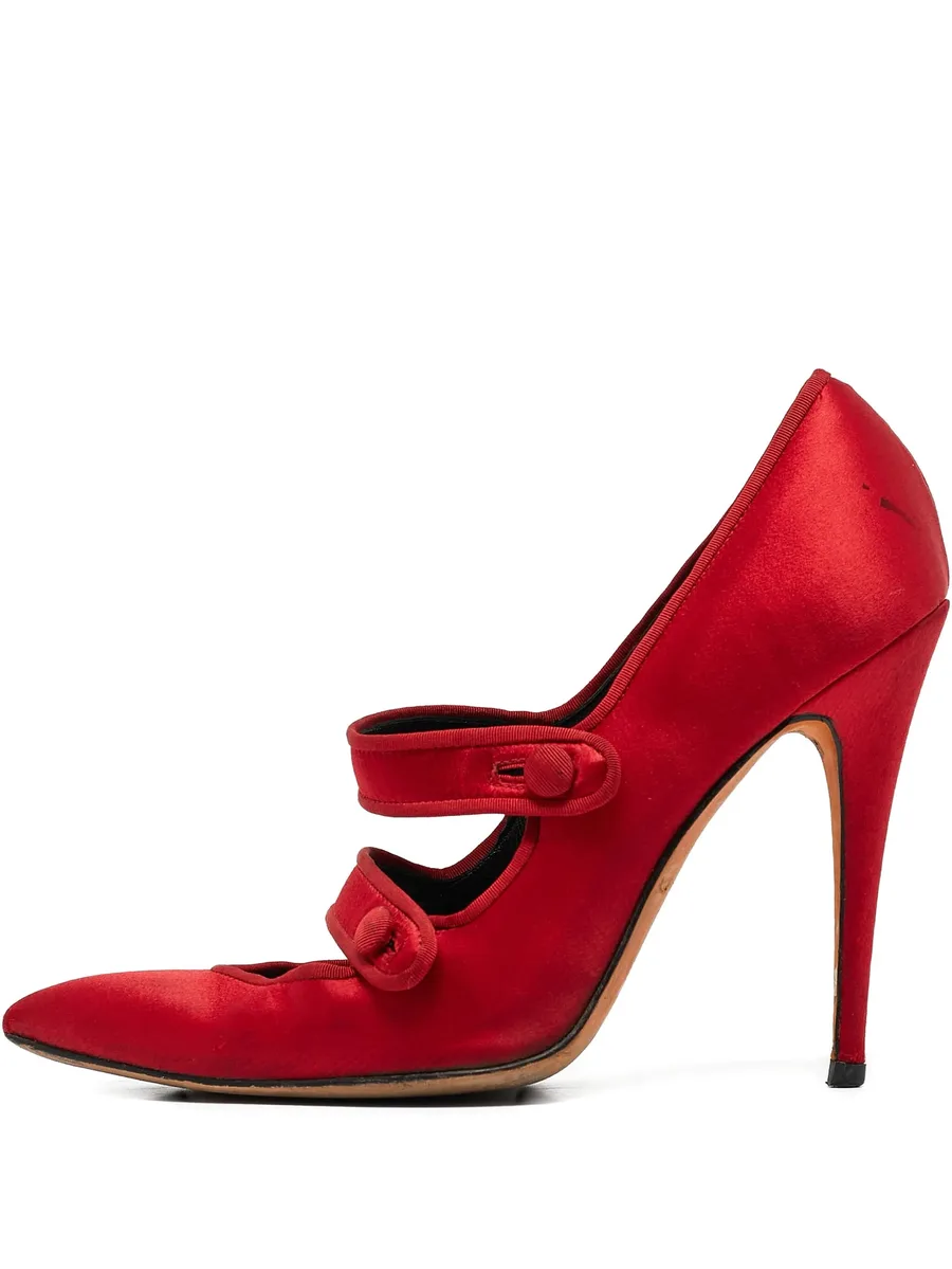 pre-owned 100mm satin pumps 1