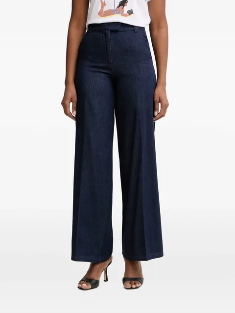 pressed-crease wide-leg jeans
