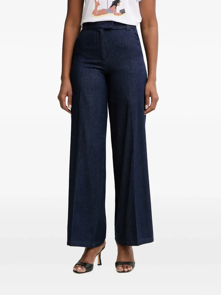 pressed-crease wide-leg jeans 1