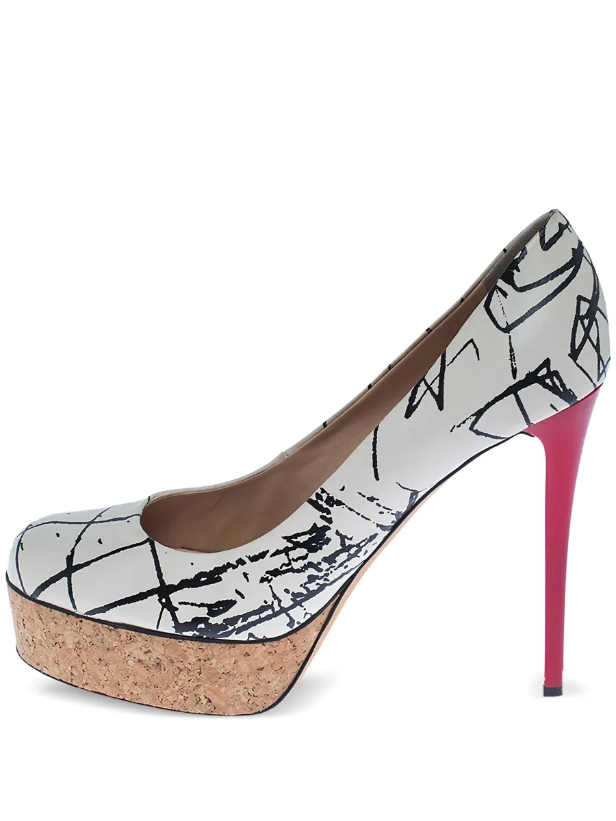 120mm abstract-pattern print heeled pumps 2