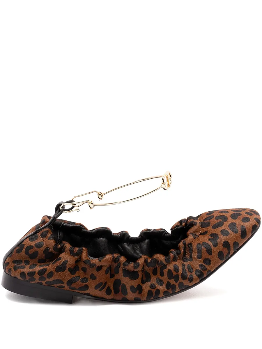 leopard-print chain-embellished ballet flats 1