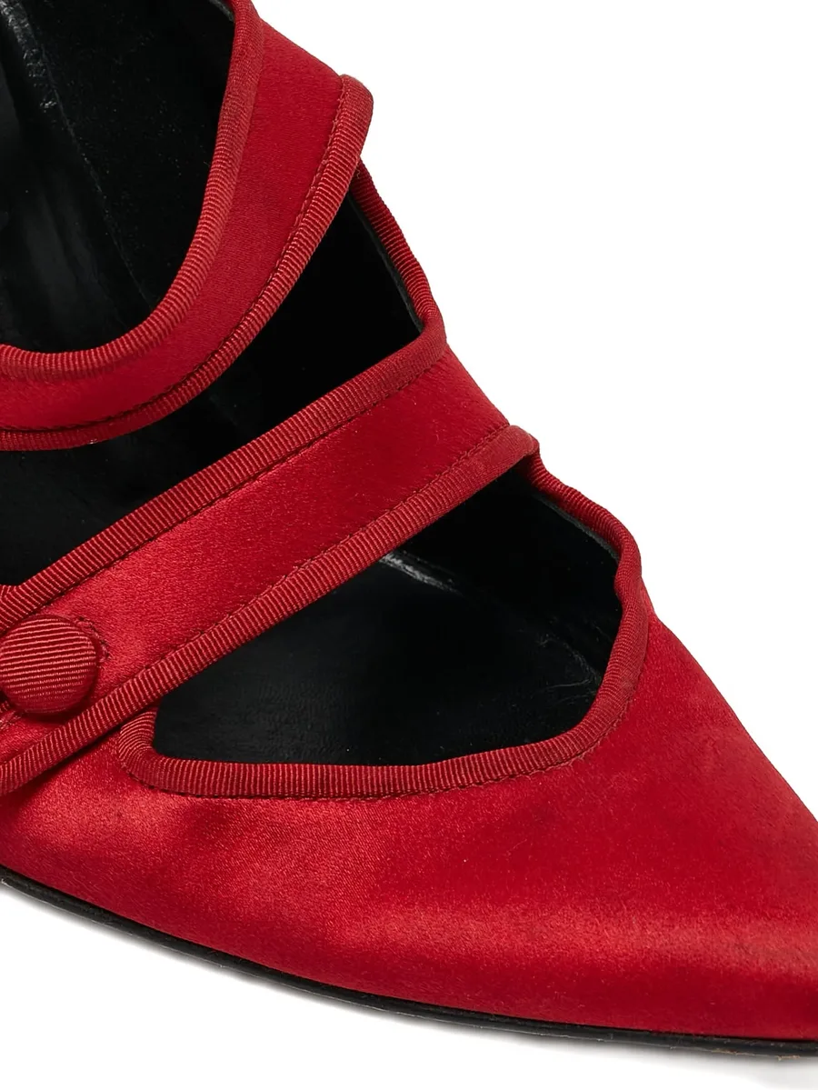 pre-owned 100mm satin pumps 10