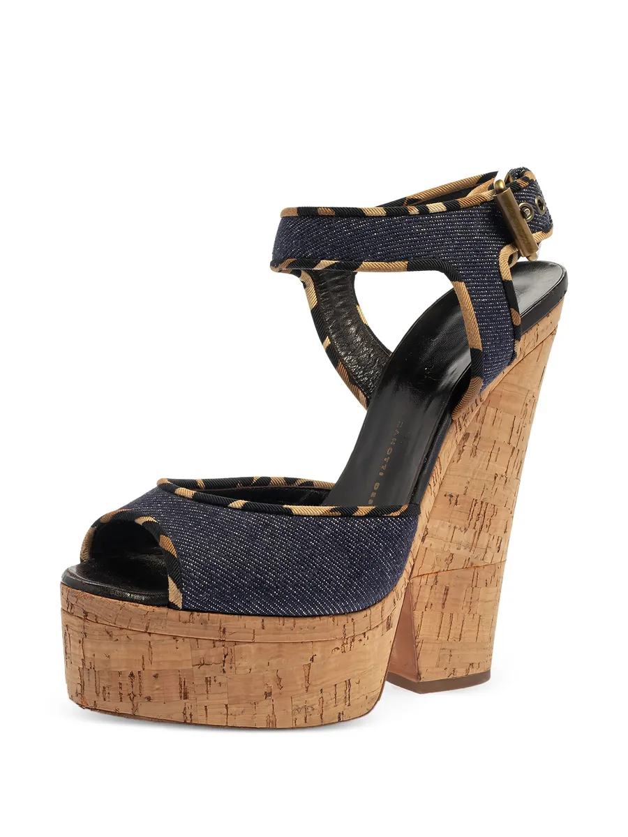 pre-owned 155mm denim platform sandals 3