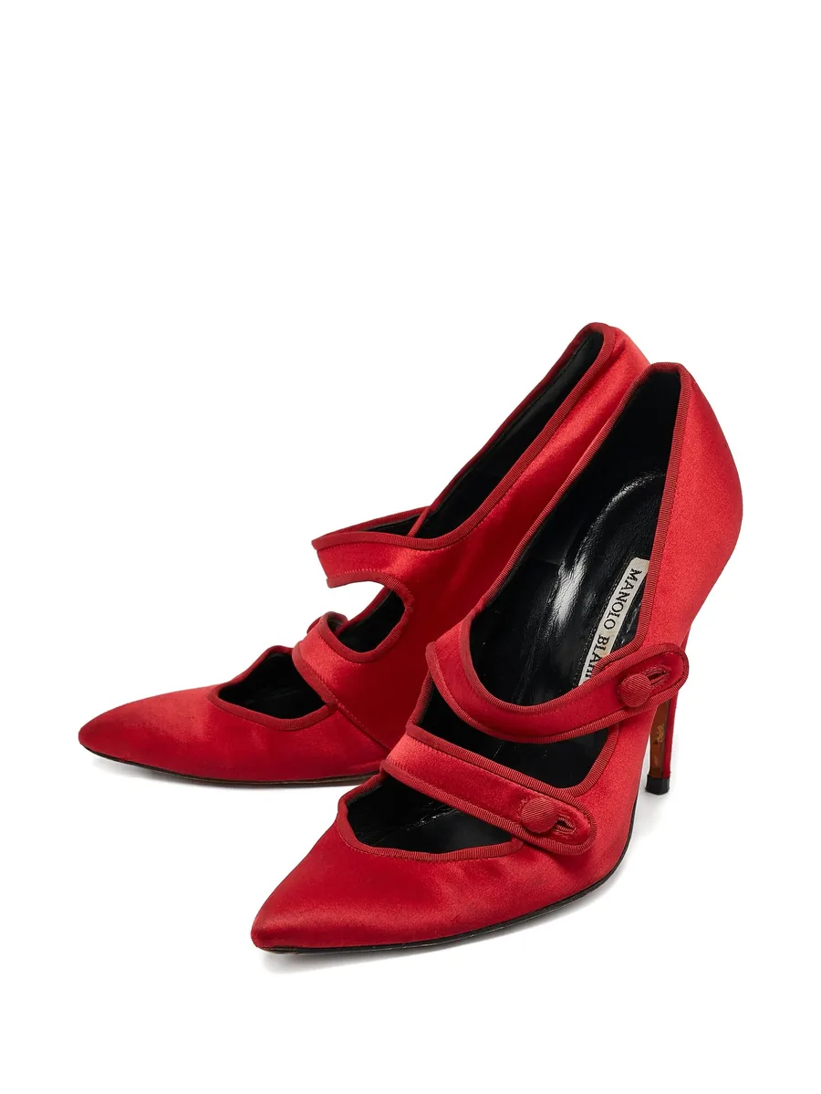 pre-owned 100mm satin pumps 3