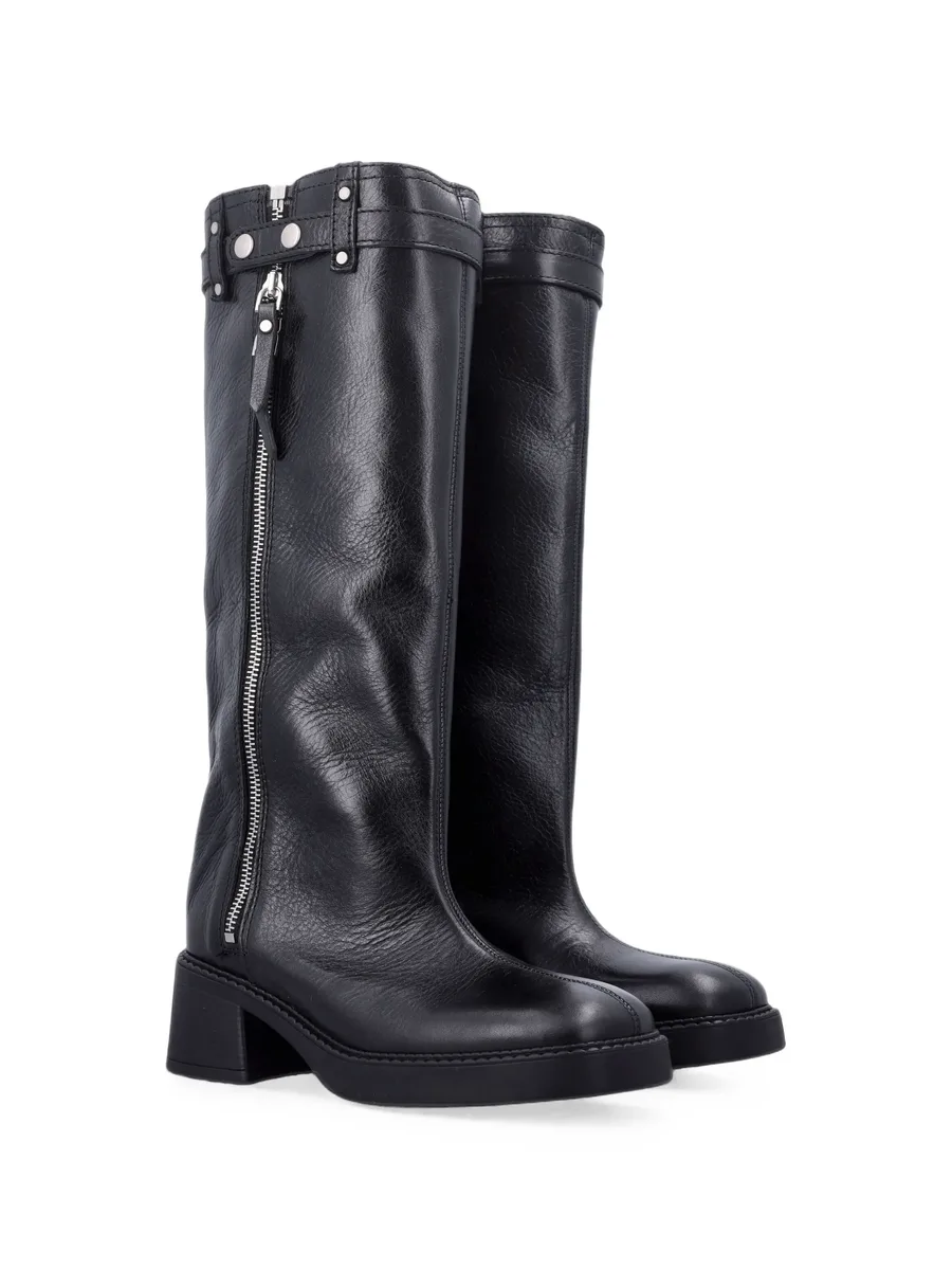 Izolda buckled zip-up calf leather boots 2