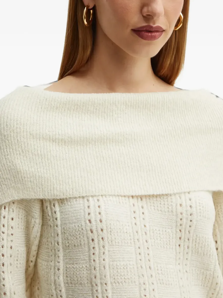 Rojas pointelle-knit off-shoulder sweater 4