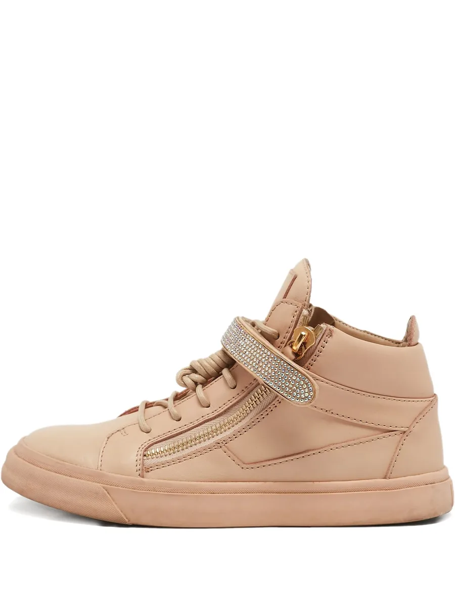 pre-owned crystal-embellished leather sneakers 1