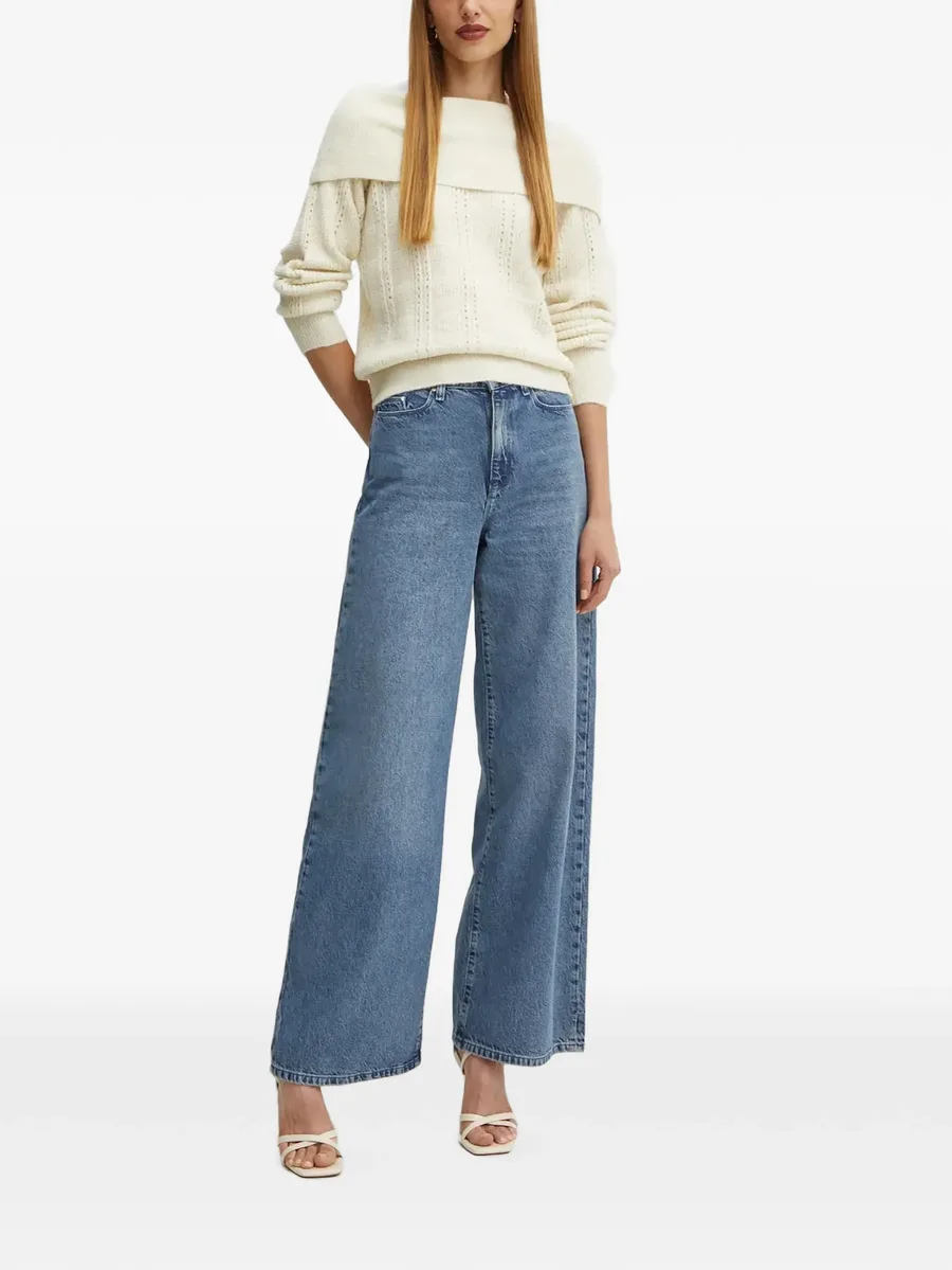 Rojas pointelle-knit off-shoulder sweater 2