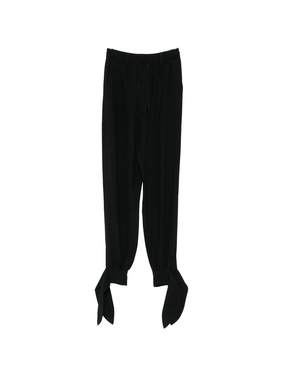 tie-fastening drawstring trousers 1