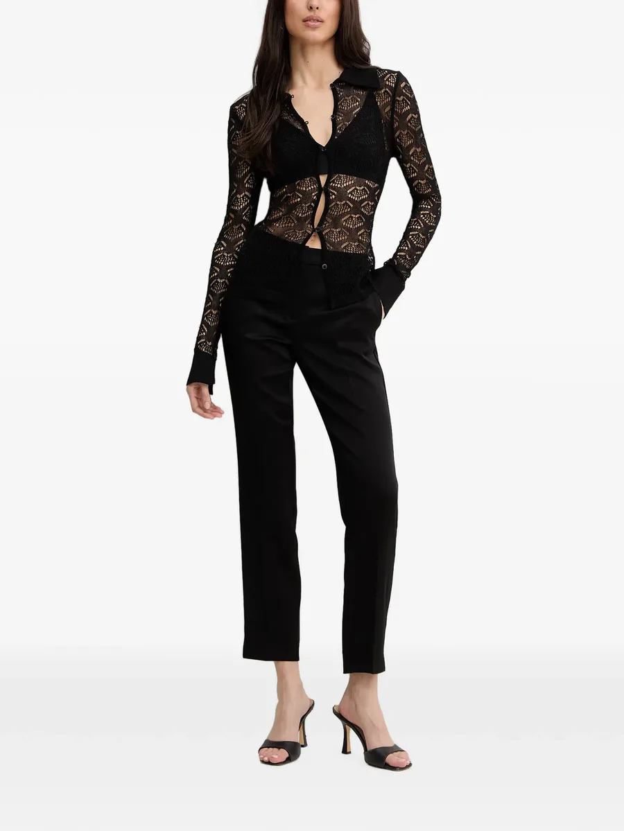 lace-knit polo-collar cardigan 2