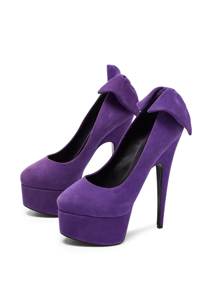pre-owned 170mm Debra bow-detail platform pumps 6