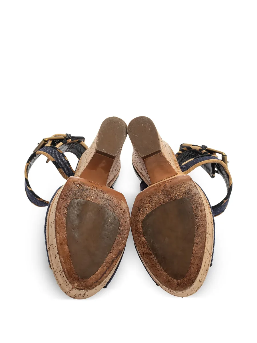 pre-owned 155mm denim platform sandals 7