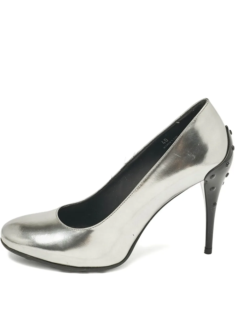 pre-owned 120mm leather pumps 1