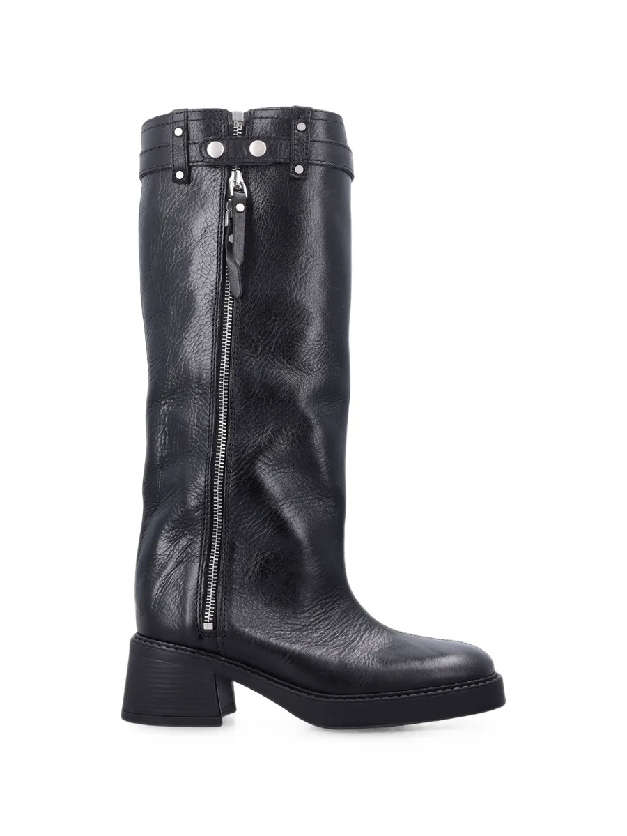 Izolda buckled zip-up calf leather boots 1