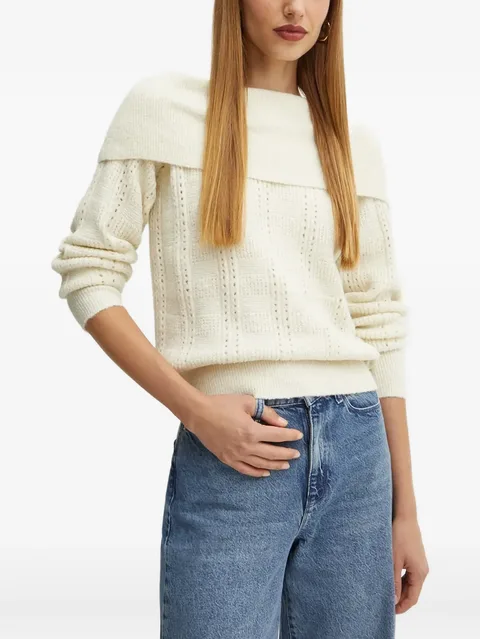 Rojas pointelle-knit off-shoulder sweater