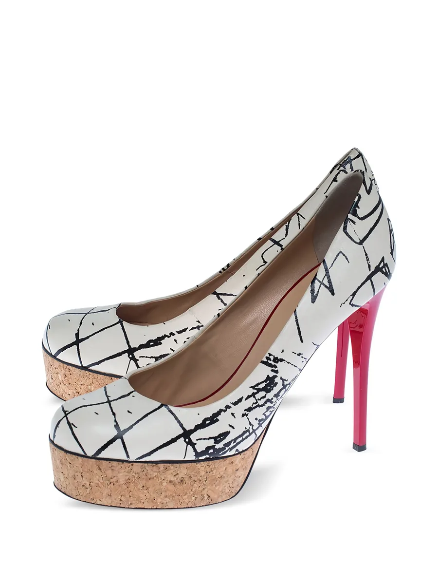 120mm abstract-pattern print heeled pumps 4