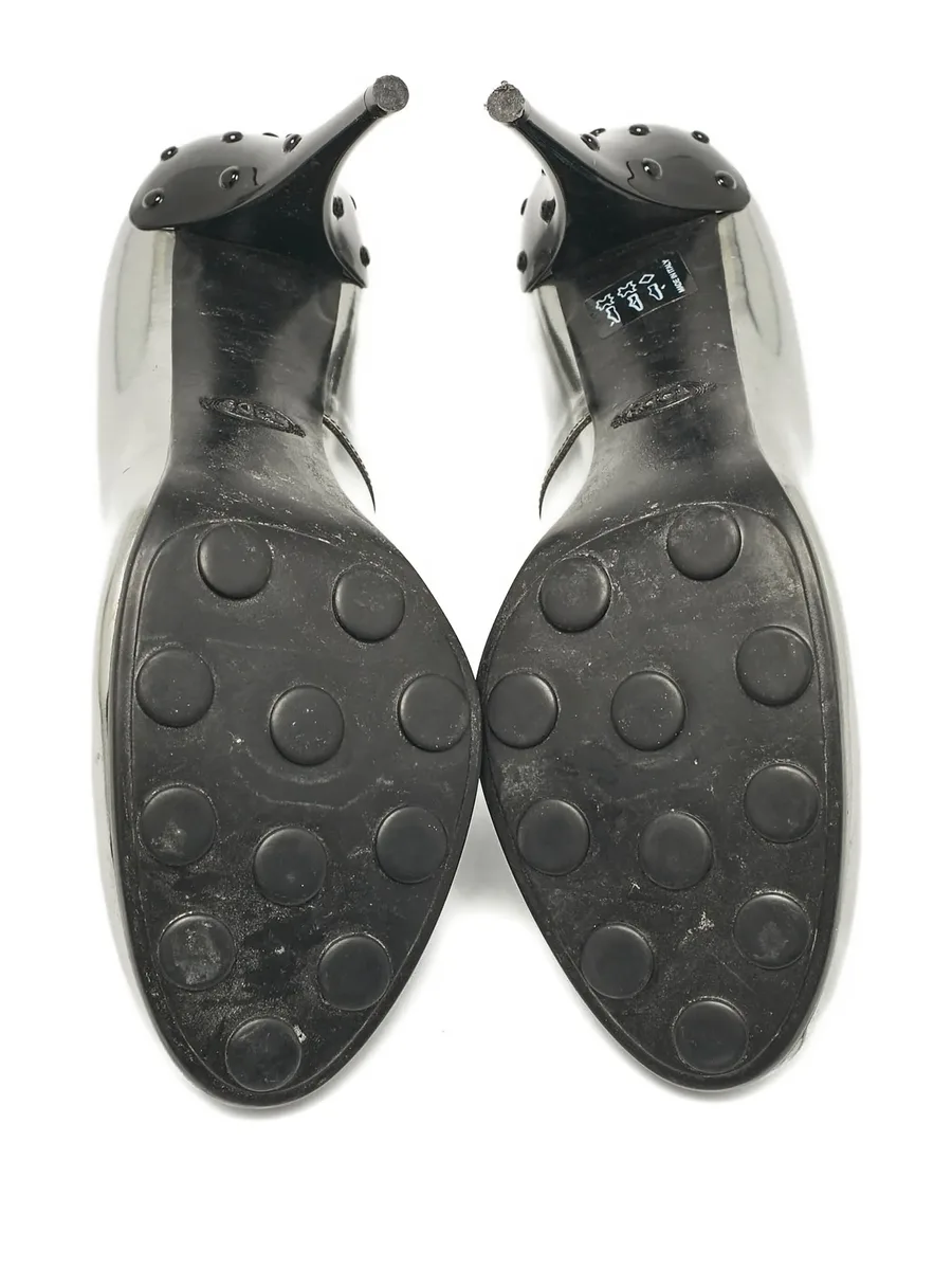 pre-owned 120mm leather pumps 8