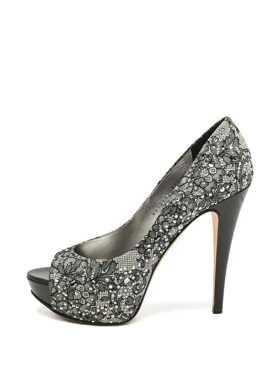 crystal-embellishment lace pumps 1