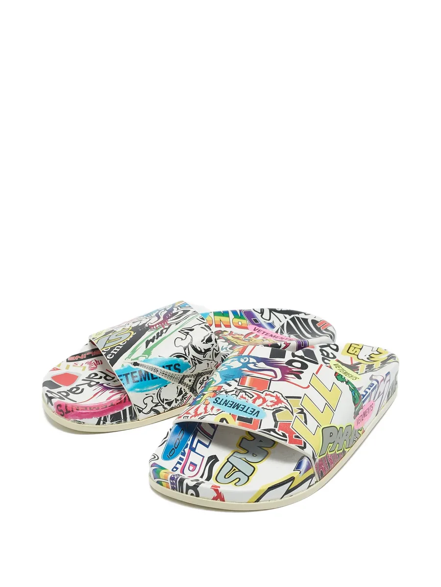 graphic-print leather slides 3