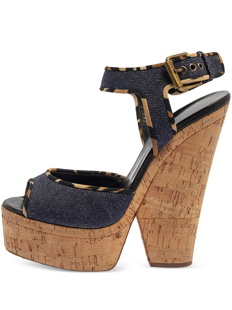 pre-owned 155mm denim platform sandals 2