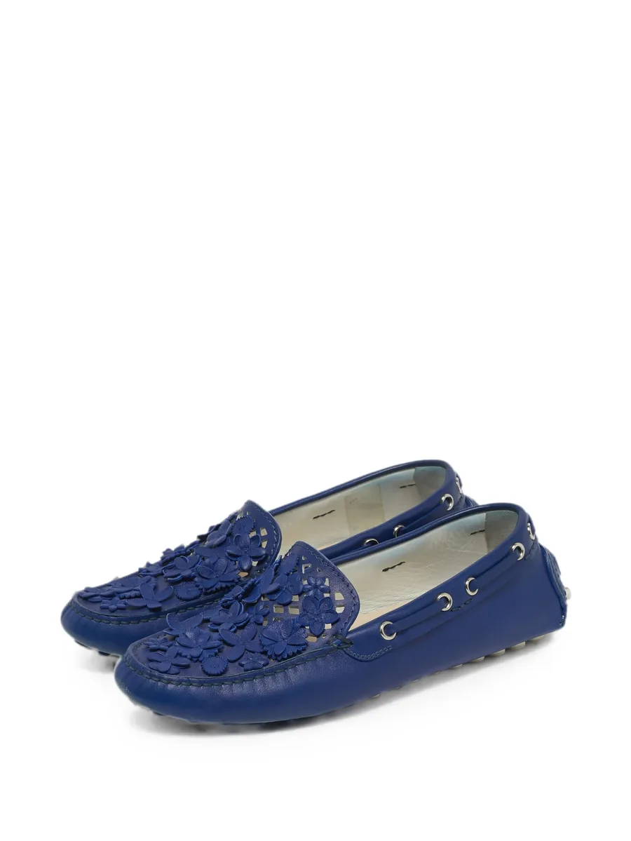 floral-appliqué leather loafers 6