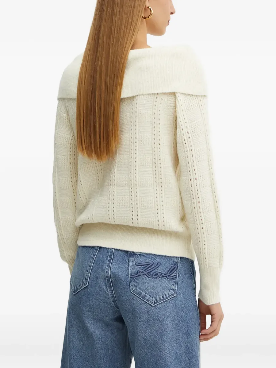 Rojas pointelle-knit off-shoulder sweater 3