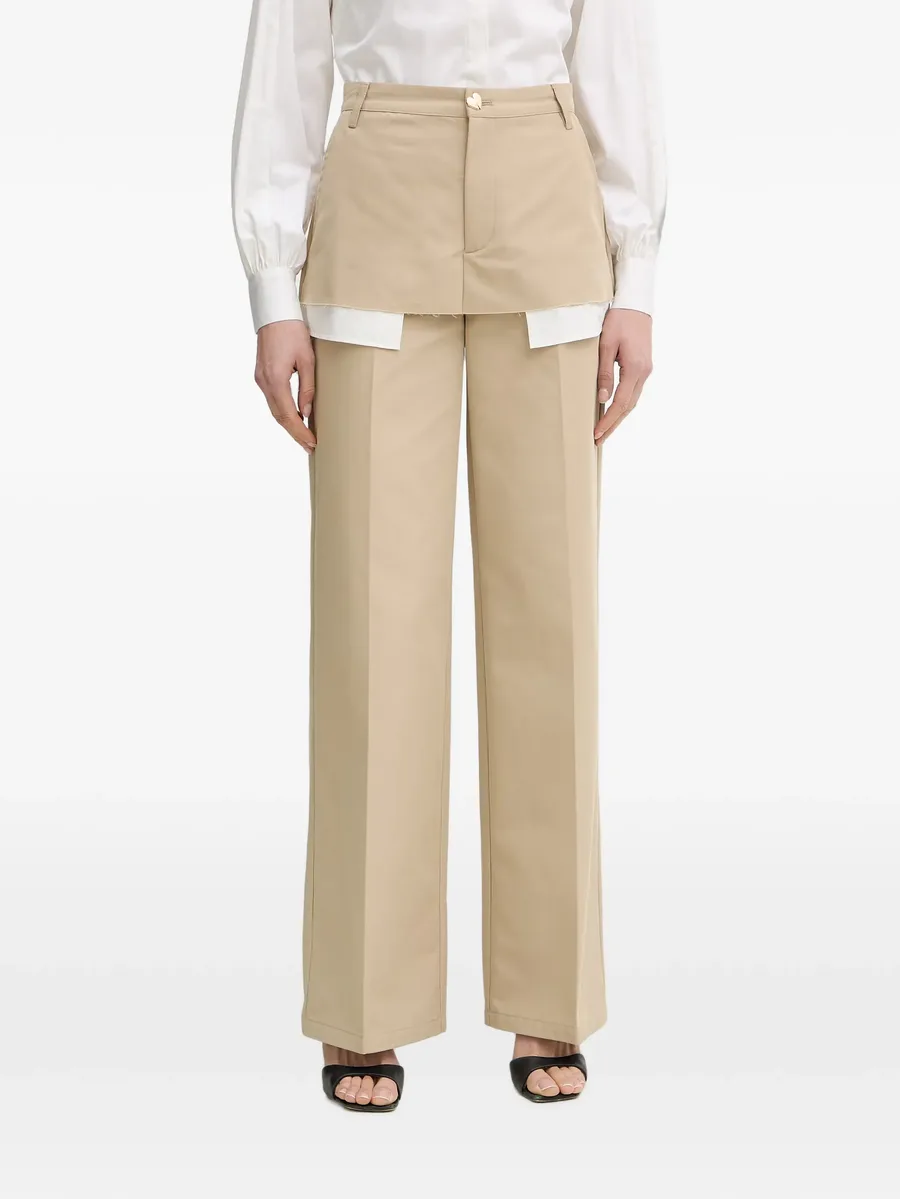 layered-detail straight-leg trousers 1