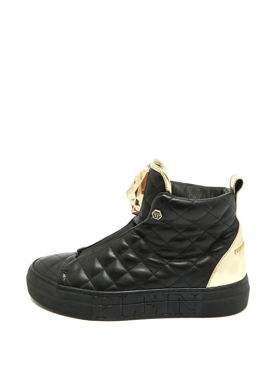 quilted crystal-embellished sneakers 1