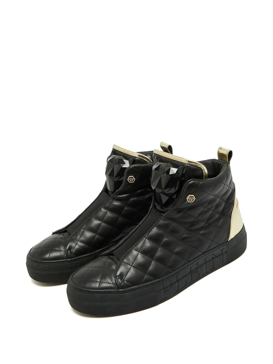 quilted crystal-embellished sneakers 4