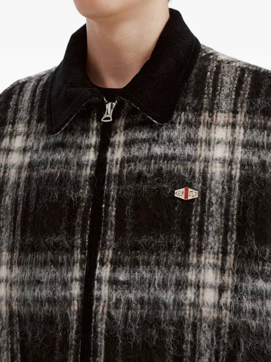 check-pattern corduroy-trim jacket 5