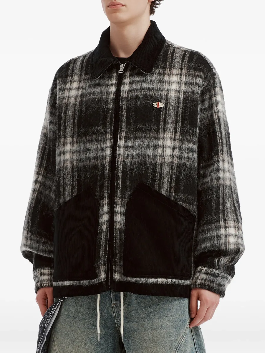 check-pattern corduroy-trim jacket 3