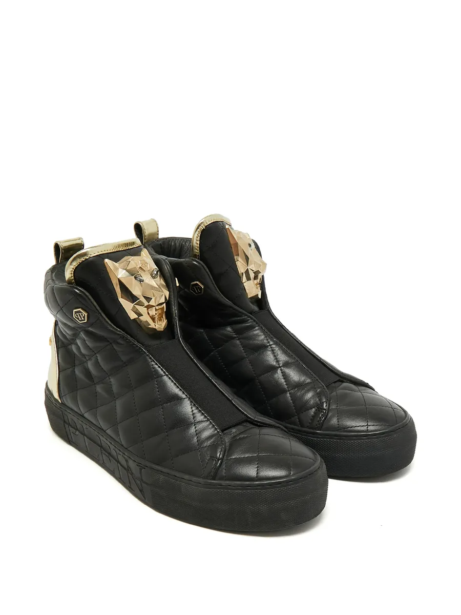 quilted crystal-embellished sneakers 2