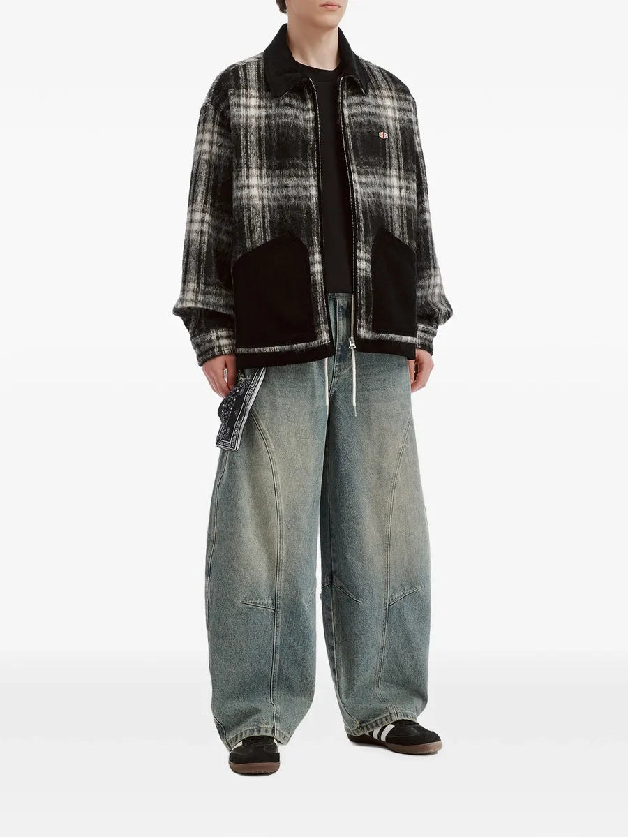 check-pattern corduroy-trim jacket 2